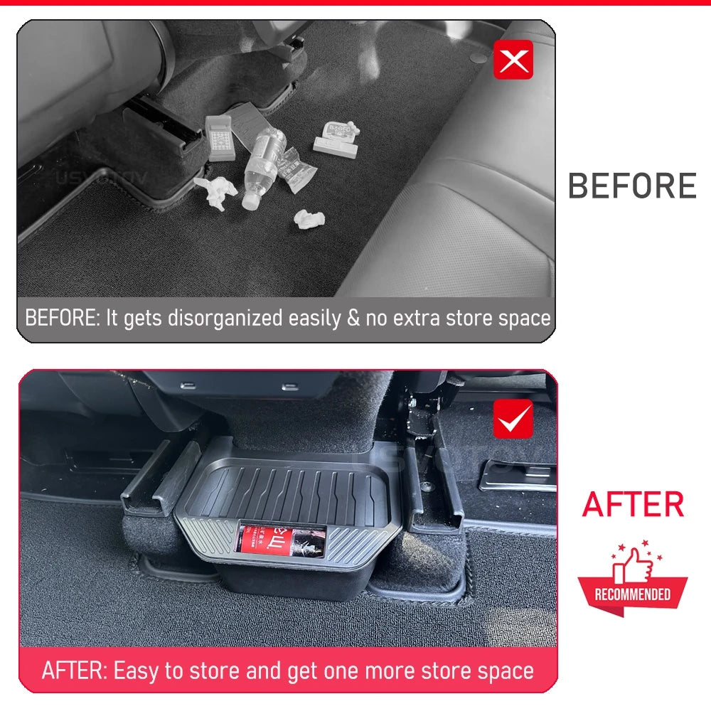 Rear Seat Storage Box for Tesla Model Y Juniper 2025 2026 Organizer Center Console Bins Backseat Trash Can Garbage Accessories