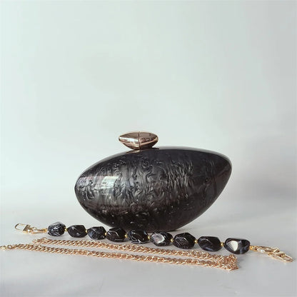 Shell Brand Pearl Brown Marble Acrylic Box Clutches Evening Bag Wedding Party  Female Mini Purse Evening Female Bridal Handbag