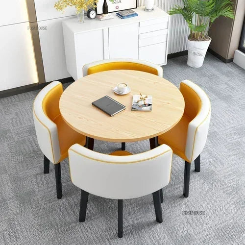 Nordic Round Dining Tables Set for Dining Room Furniture Kitchen Dining Table Set with 4 Chairs Home  Light Luxury Center Tables