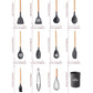 Silicone Kitchen Utensils Set 12-Piece, Heat Resistant, BPA Free, Wooden Handles & Storage Bucket for Non-Stick Cookware, Baking & Cooking
