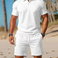 Summer Casual Versatile Fashion Short-Sleeved Button-Down Polo Shirt And Breathable Mesh Shorts Set for Men Plus Size