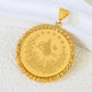 Arabic Islamic Simple Necklace Pendant 21k Gold Plated Dubai Wedding Vintage Coins Pendants Exotic Classic Ayatul Kursi Jewelry