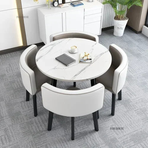 Nordic Round Dining Tables Set for Dining Room Furniture Kitchen Dining Table Set with 4 Chairs Home  Light Luxury Center Tables