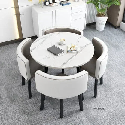 Nordic Round Dining Tables Set for Dining Room Furniture Kitchen Dining Table Set with 4 Chairs Home  Light Luxury Center Tables