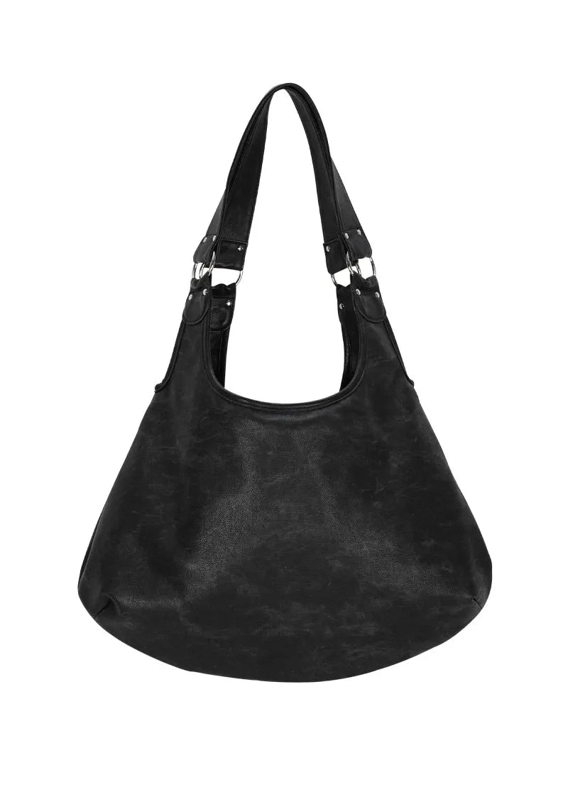 Retro Washed Large Capacity Crescent Bag Single Shoulder Tote Women's  Brand Moon Tooth Bag Casual Handbag for Women