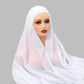 Chiffon Instant Hijab With Bulit-in Magnets Muslim Woman Hijab Solid Color Easy To Wear Shawl Wrap With Undercap Famme Headscarf