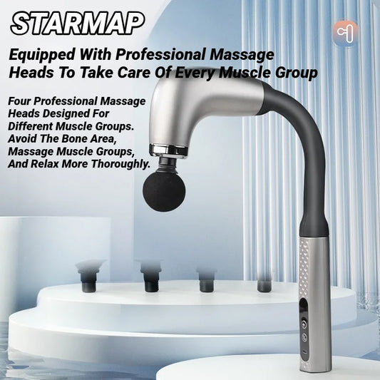 Electric Muscle Massage Gun With 4 Heads, Deep Tissue Percussion Massager For Pain Relief, Portable & Rechargeable Fascia Extend