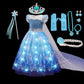Halloween Girl Elsa Role Playing Dress Light Up Halloween Frozen Carnival Apparel Girls Birthday Cosplay Princess Glowing Dress