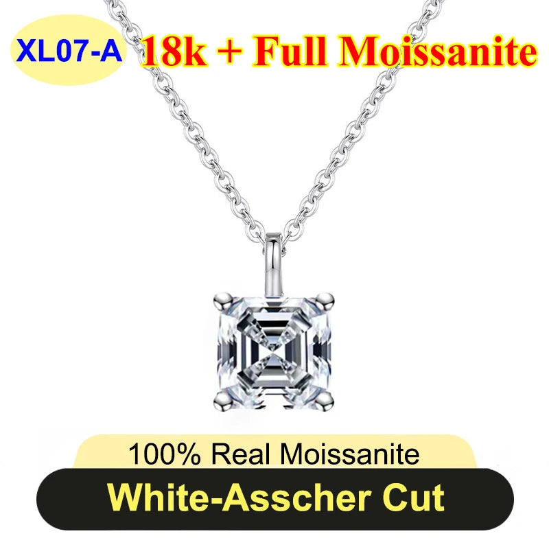 PureNew 1-5ct Classic Full Moissanite Necklace For Women S925 Silver Plated 18k Gold D Color VVS1 Women's Moissanite Chain Gift