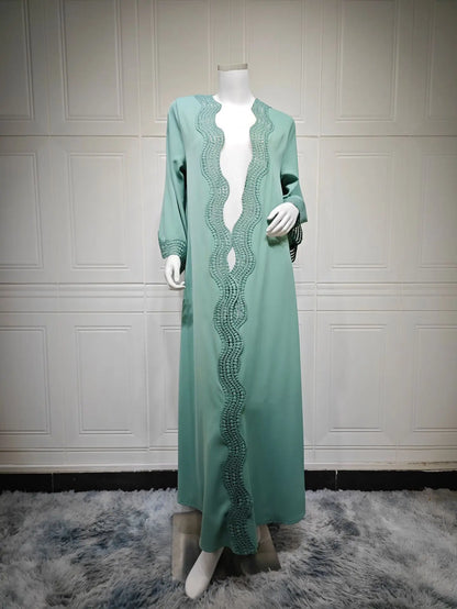 Eid Abaya Women Party Dress Print Diamond Muslim Dubai Longue Vestidos Largos Ramadan Morocco Prayer Caftan Robe Abayas Elegant