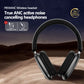 Head mounted wireless Bluetooth earphones with ultra long battery life, rotatable active noise cancelling features