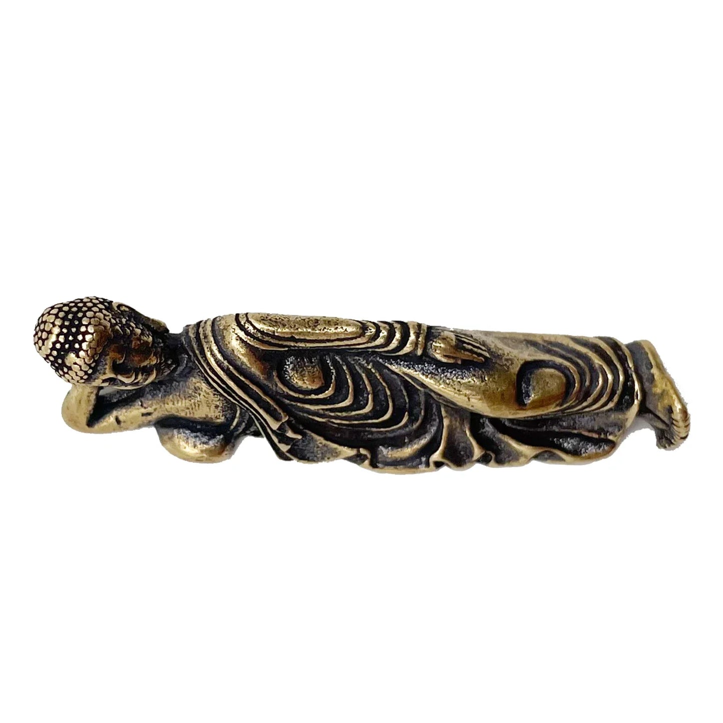 Solid Pure Brass Buddha Small Ornament Figurines Antique Copper Guanyin Sleeping Buddha Statue Desk Decorations Home Decor Craft