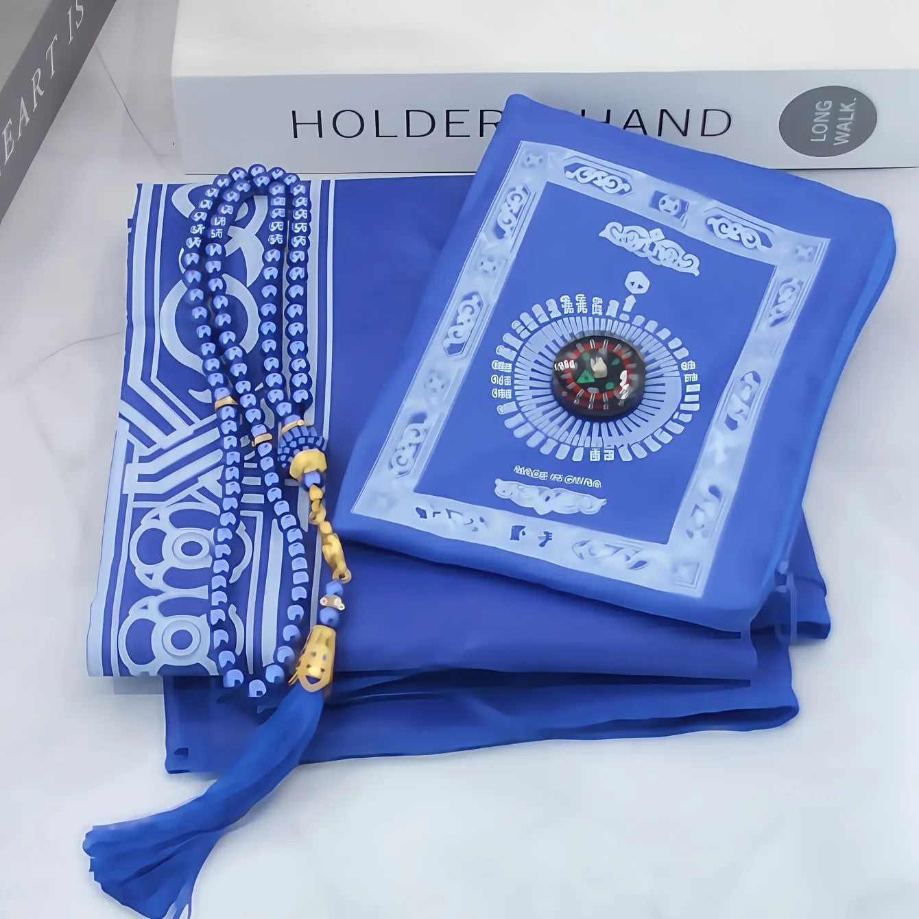 1-Set Islamic Prayer Mat & Bead Set with Small Bag - Portable Ramadan Prayer Suitable, Travel - Islamic Gift for Muslim Weddings