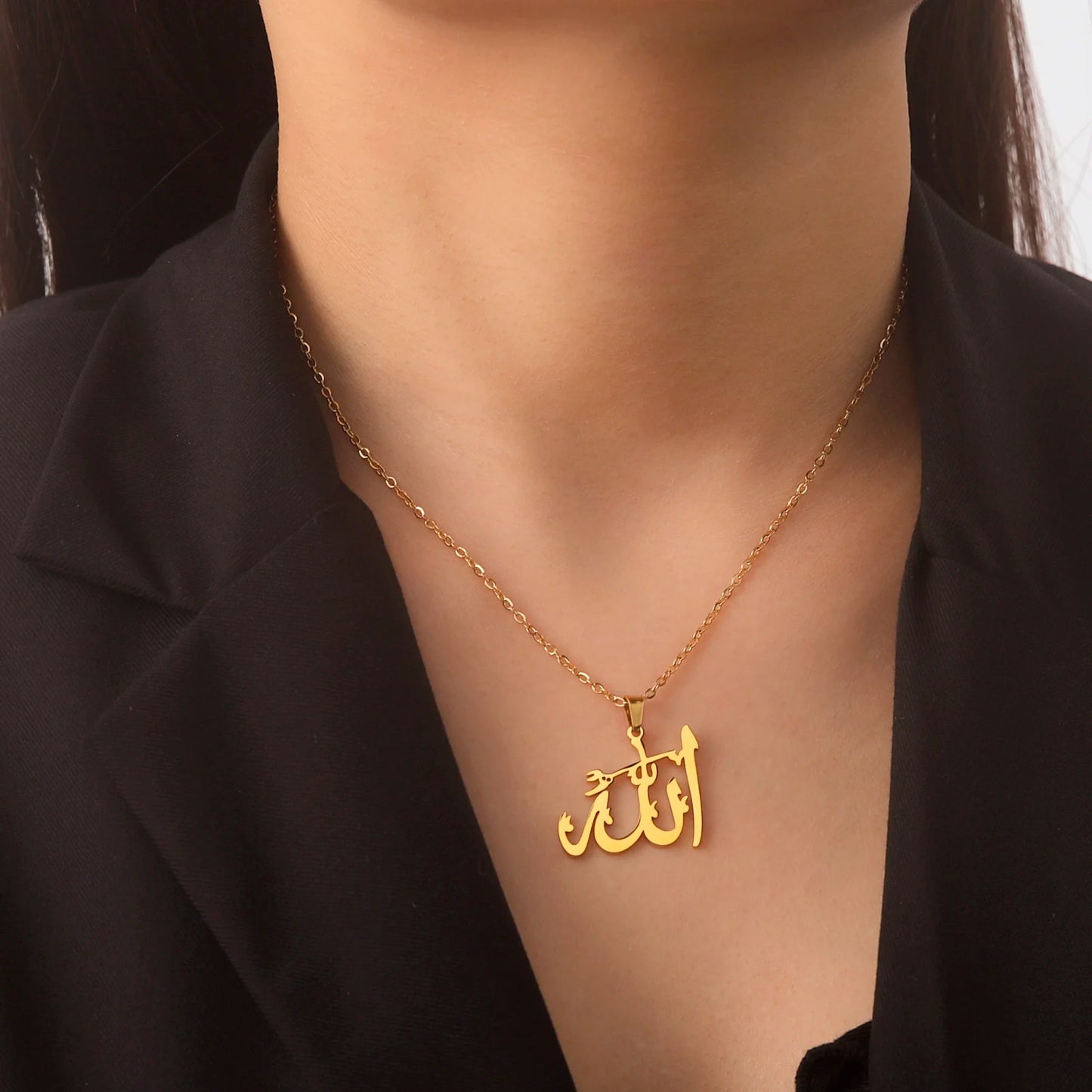 LIKGREAT Arabic Islam Necklace God Allah Pendant Nackchain for Women Men Muslim  Protection Amulet Jewelry Gift