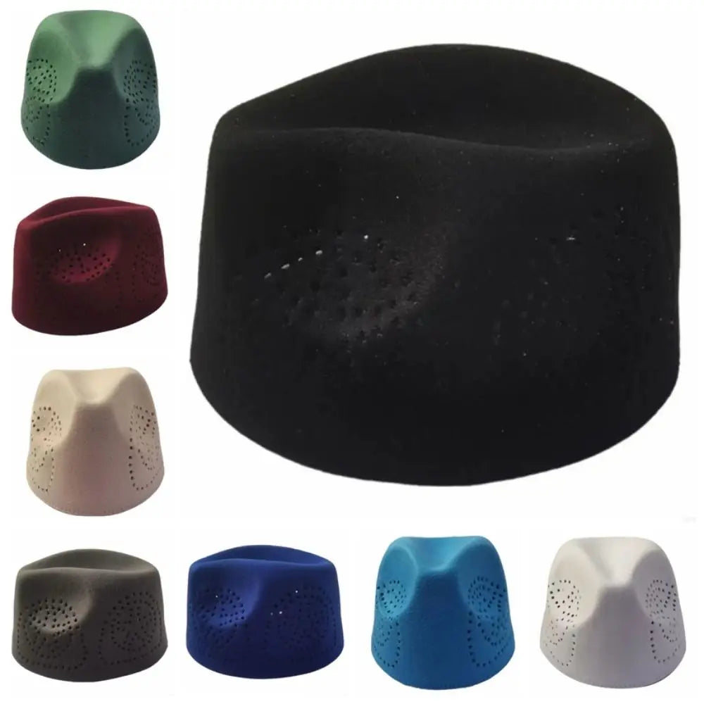New Fabric Prayer Caps Soft Breathable Taqiyah Hat Hollowout Ethnic Festival Caps Worship