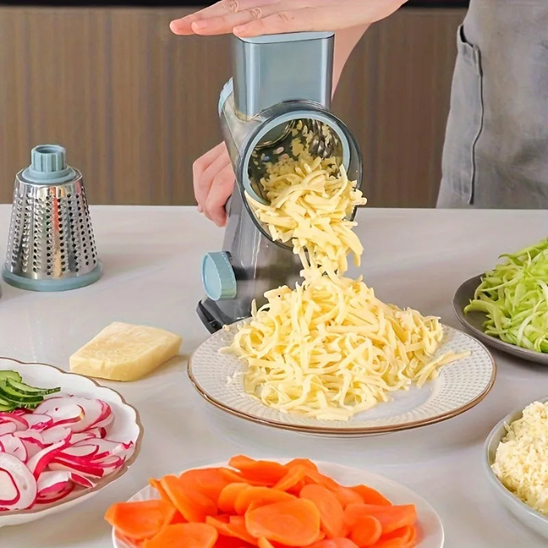 1Set 3 in 1 Rotary Cheese Grater Versatile Manual Vegetable Slicer Peanut Nuts Grinder Cheese Vegetable Shredder Clear JT242