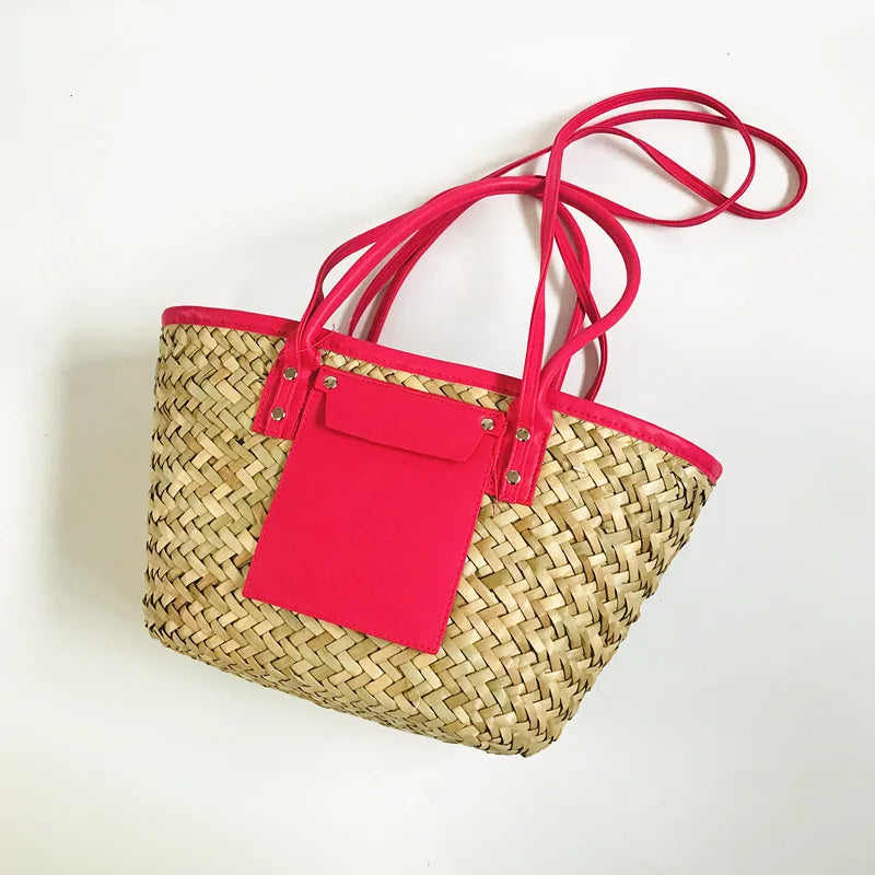 Fashion Handbags Handmade Rattan Basket Bag Designer Wicker Woven Women Summer Beach Straw Shoulder Crossbody Bags Tote Purse
