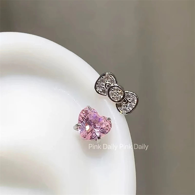 1pcs Quality Shiny Cross Zircon 316L Stainless Steel Ear Bone Nail Y2K Style Silver Color Earring for Women Cochlear Accessories