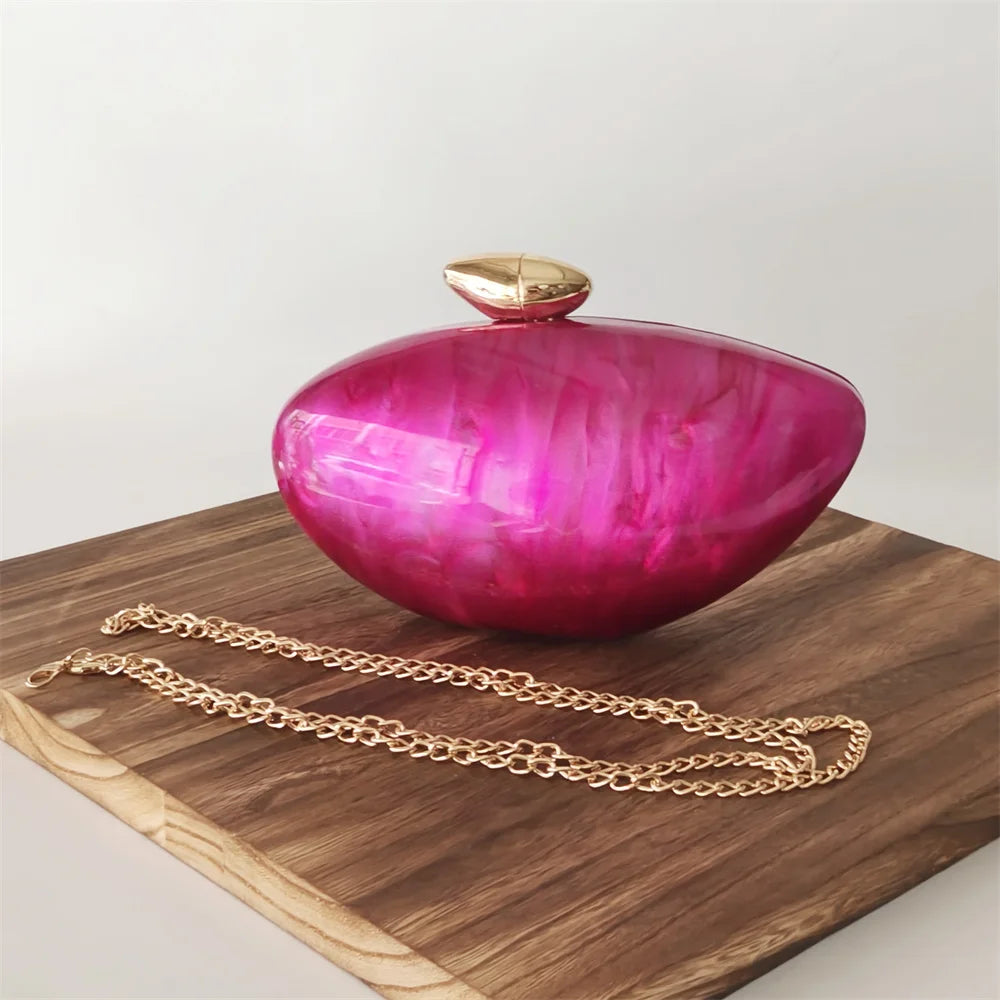 Shell Brand Pearl Brown Marble Acrylic Box Clutches Evening Bag Wedding Party  Female Mini Purse Evening Female Bridal Handbag
