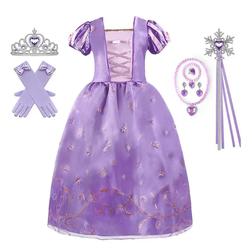 Girls Princess Dress Kids Birthday Cosplay Cinderella Snow White Aurora Rapunzel Halloween Costume Children Party Dresses