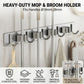 Stainless Steel Mop Broom Holder Wall Mounted No-Drilling Self Adhesive Heavy Duty Utility Storage Rack Garage Garden Organizer