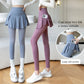 Women Fake Two Pieces Leggings Seamless Fitness Leggings High Waist with Pocket Elastic Slim Fashion Hip Liftting Yoga Pants
