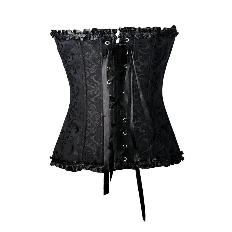 BurVogue Women Lace Up Sexy Floral  Boned Corset Overbust Body Shaper BustierLingerie Bodyshaper Top Corsets Top