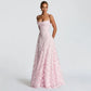Elegant Jacquard Lace Spaghetti Straps Maxi Dress Backless Tie Square Neck Floor Length A Line Dress Evening Wedding Graduation