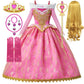 Girl Aurora Princess Dress Children Luxurious Cosplay Costume Rose Pink Briar Rose Outfit Kids Carnival Birthday Party Clothing