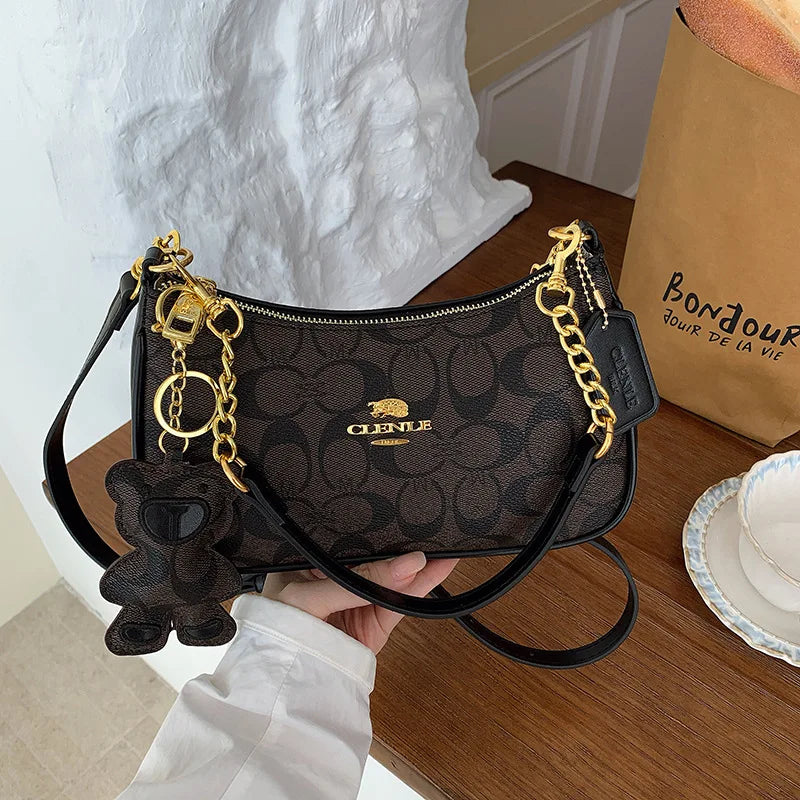 Fashionable Printed Women'S Underarm Crossbody Shoulder Bag Classic Elegant Small Square Bag Retro Commuter Style Chain Bag
