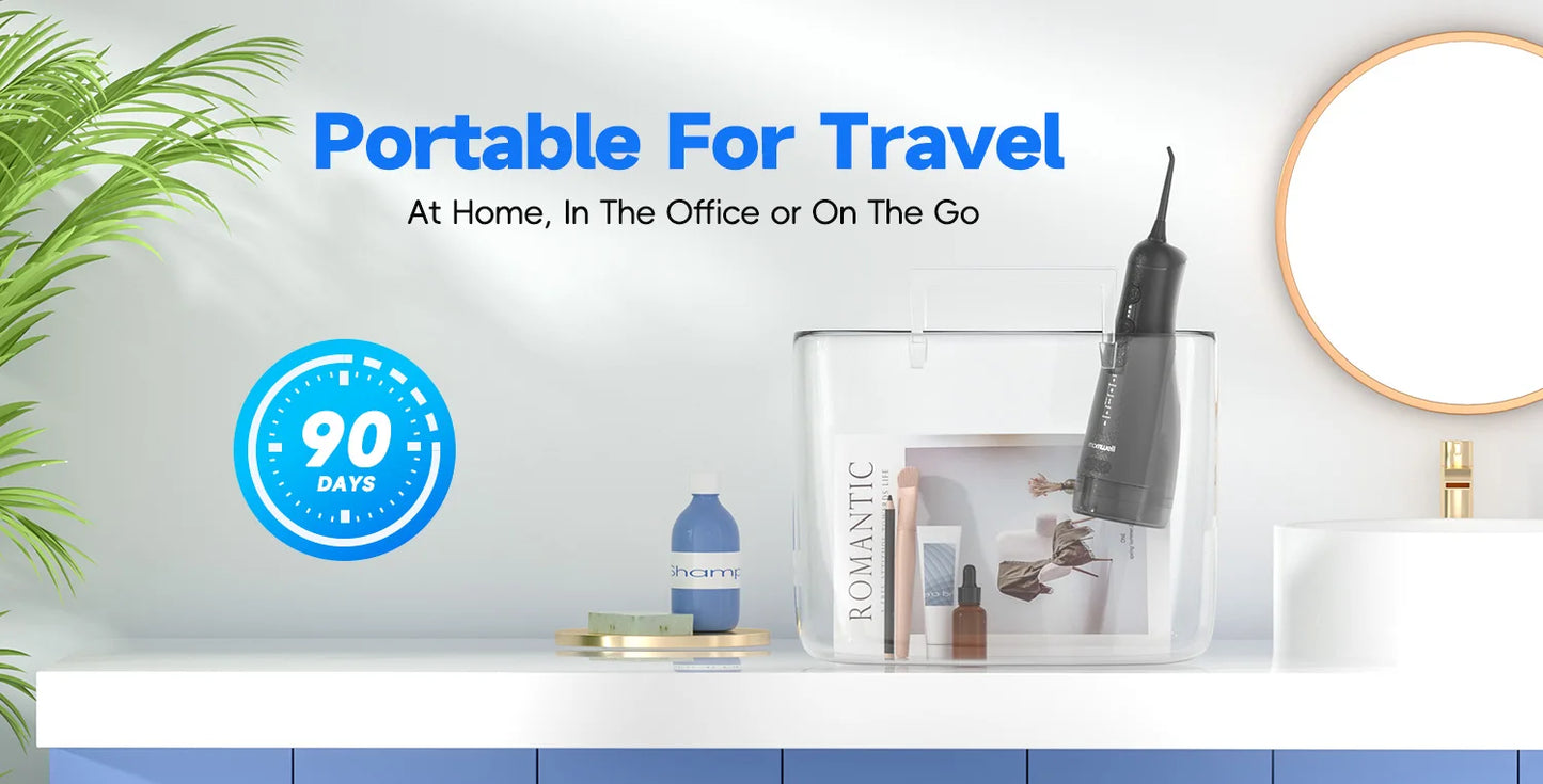 Portable Oral Irrigator with 5 Jet Tips , 5 Cleaning Modes of 3 water pressure , 300ml Water Tank IPX7 Waterproof Water Flosser