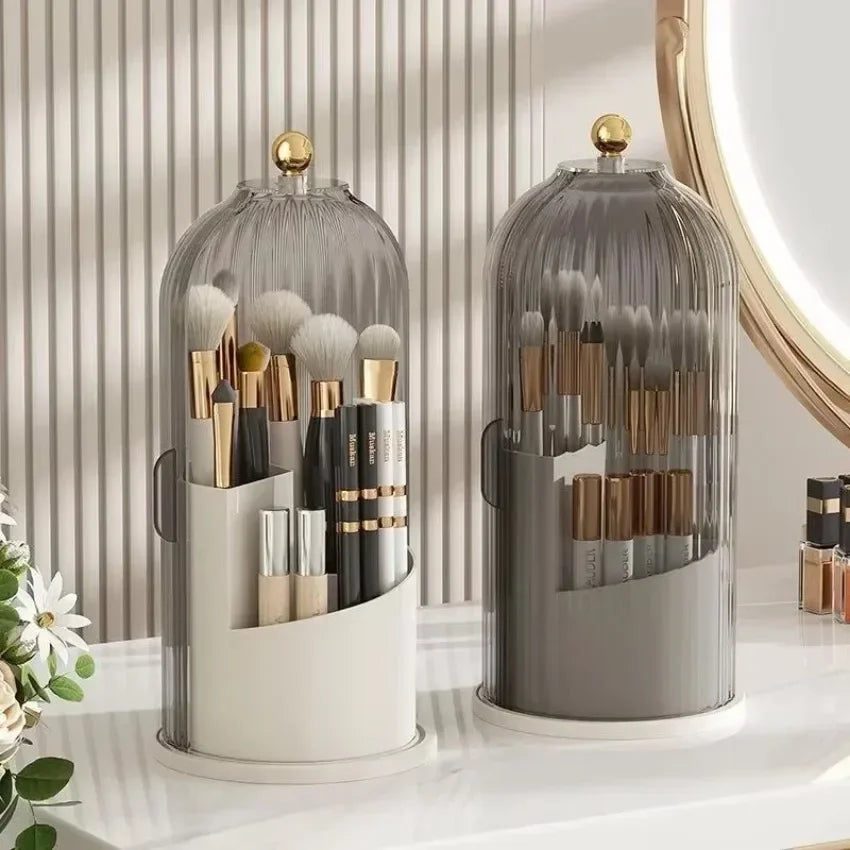 2026 360° Dressing Table Pen Holder Lipstick Storage Rack  Rotating Makeup Brush Storage Tube Dust-proof Partition Storage Box