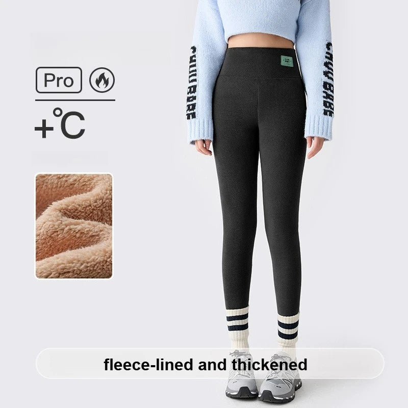 Plus Size Fleece Lined Leggings Women High Waisted Tights for Cold Winter Thermal Outdoor Wear Thick Ribbed Fashion Leggings