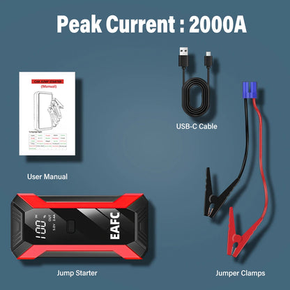 Power Bank 2000A/600A 12V Car Battery Jump Starter Portable Charger Petrol Diesel Auto Starting Device Booster Emergency Starter