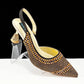 QSGFC New Italian Pumps and Bag To Party 2024 INS Style Pointed-Toe Rhinestone Elegant High Heels Champagne Wedge for Women