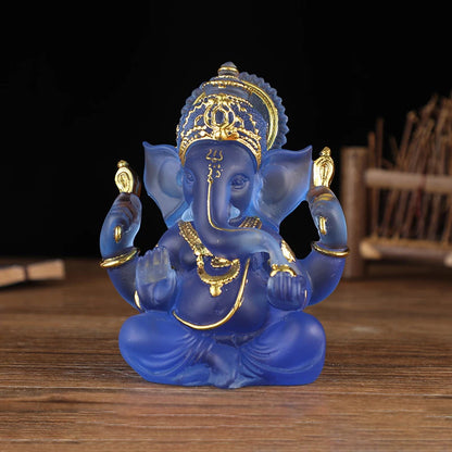 Handmade Resin Lord Ganesha Statue Elephant God Ganpati Figurine for Home Altar Hindu Decor Prosperity Gift