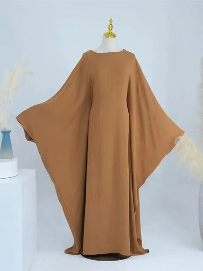 Ramadan Eid Soft Crepe Khimar Batwing Abaya Dubai Islam Muslim Modest African Dresses For Women Kaftan Kebaya Robe Femme Musulma