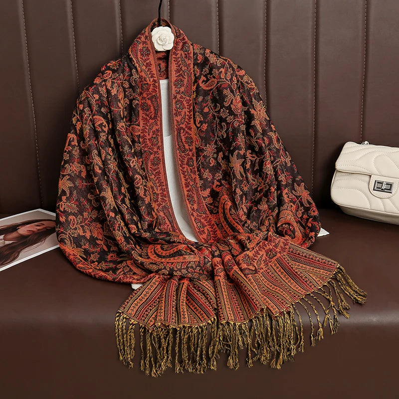 2024 Luxury Brand Cashmere Women Scarf Printed Winter Warm Shawl and Wraps Pashmina Bandana Long Jacquard Paisley Female Foulard
