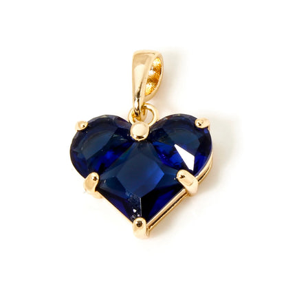 1 Piece Sweet Copper Valentine's Day Charms Gold Color Heart Cubic Zirconia Pendants For DIY Necklace Jewelry Making 20mm x 14mm