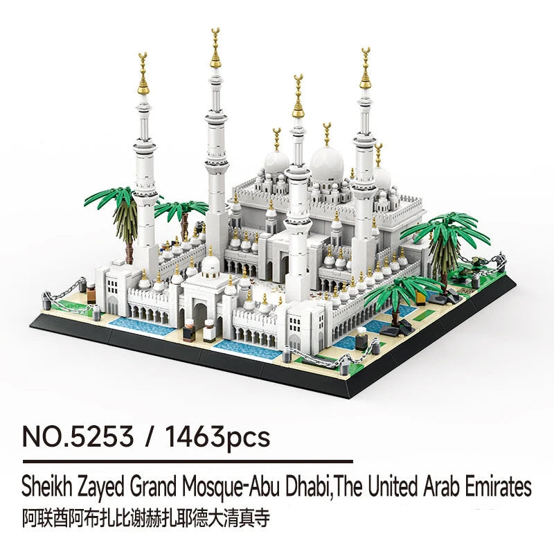 Middle East Islamic Landmarks Building Blocks Set – Mecca Madinah Istanbul Blue Jerusalem Mosques Model Kit,Decor Gift for Adult