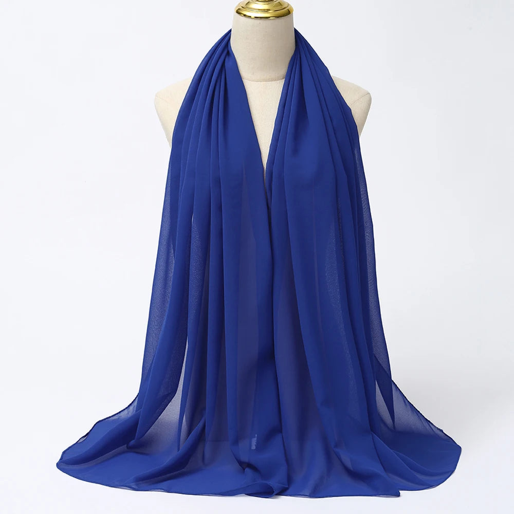 Muslim Chiffon Hijabs For Woman Long Solid Color Head Wrap For Women Shawls Scarves Ladies Muslim Veil Hijab