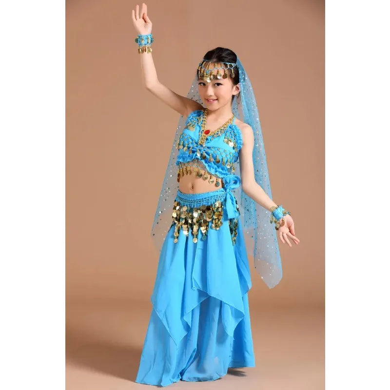 dance5 Piece Set Belly Dance Costumes Set Indian Dress Handmade Kids Belly Dance Costumes for Girls Bollywood Performance Cloth