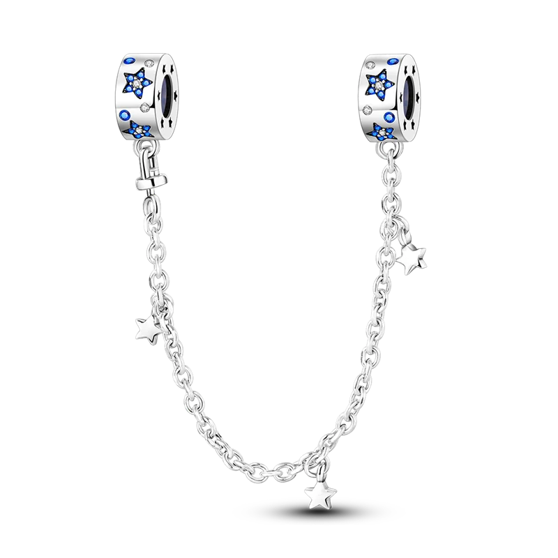 Silver Clasp 925 Sterling Silver CZ Pave Clip Charms Daisy Beads Stopper Safety Chain Fit Original Bangle Bracelet Jewelry Clips