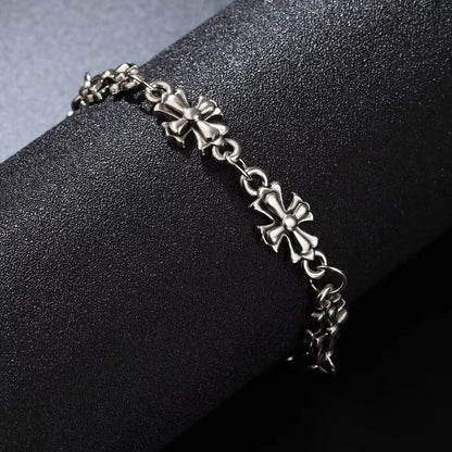 Fashion Punk Gothic Jewelry Retro Cross Link Chain Bracelet Personalized Accessory For Men Women Halloween Party Present