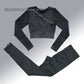 Yoga Suit High Waist Leggings Running Training Tights Sports Outfits Long Sleeve Crop Top Bra Seamless Fitenss Set Fitness Wear