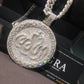 18K Gold Plated Round Allah Zircon Pendant Islamic Hip Hop Jewelry For Men Micro Pave Charm Marquise Stone For Faith Reverence Peace Protection Street Rap Gift For Muslim Men Boy Friends Rappers Fine Jewelry Gifts Iced Out Cu