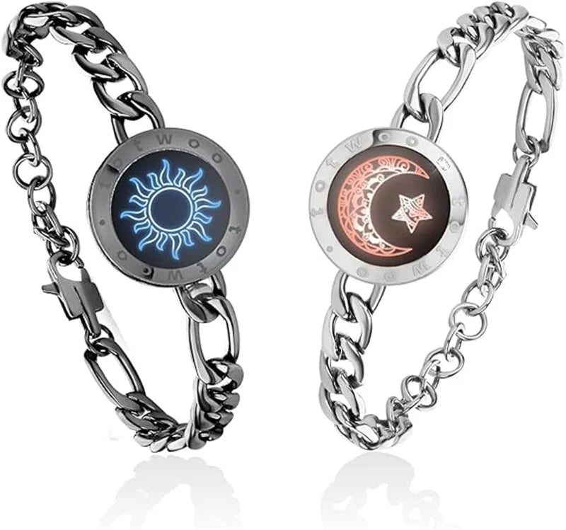 TOTWOO Long Distance Touch Bracelets for Couples ,Light up&Vibration Relationship Gifts for Lovers Smart Jewelry Love Bracelets