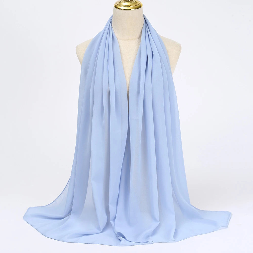 Muslim Chiffon Hijabs For Woman Long Solid Color Head Wrap For Women Shawls Scarves Ladies Muslim Veil Hijab