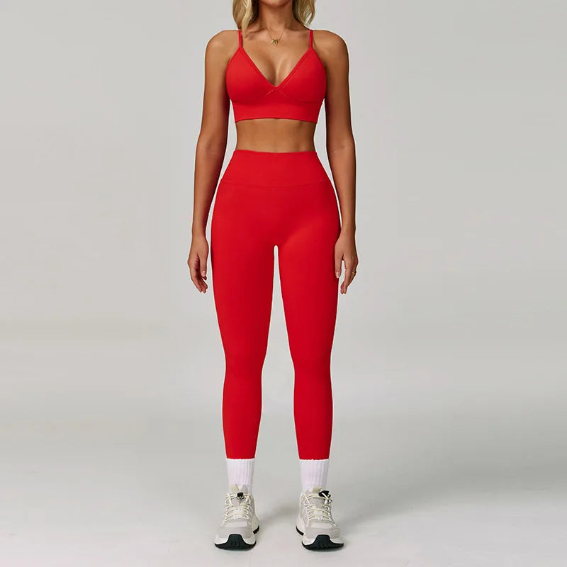 2/3PCS Seamless Yoga Set Gym Workout Suits Athletic Wear Women Legging Fitness Bra Crop Top Long Sleeve Sports Suits Sportswear