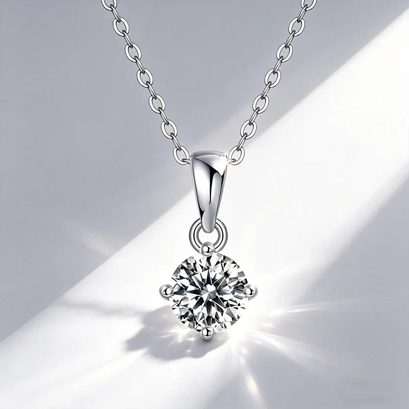 0.5ct-1.0ct VVS1 D Color Moissanite Necklace 925 Soild Sterling Sliver Chain with Certificate Fine Jewelry for Woman Jewelry